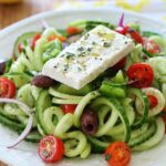 Easy Spiralized Cucumber Greek Salad