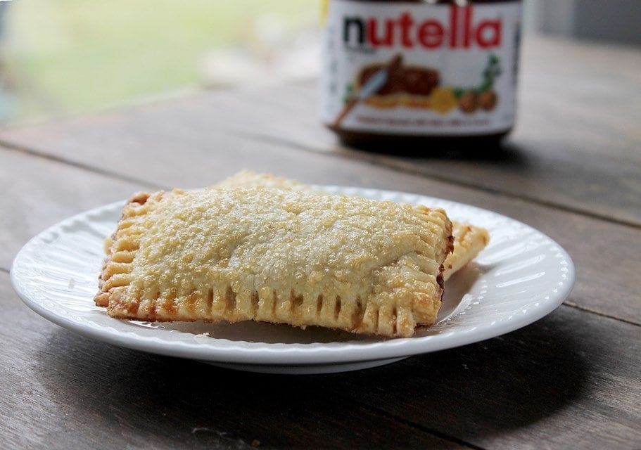 Nutella beautifully presented from an overhead angle