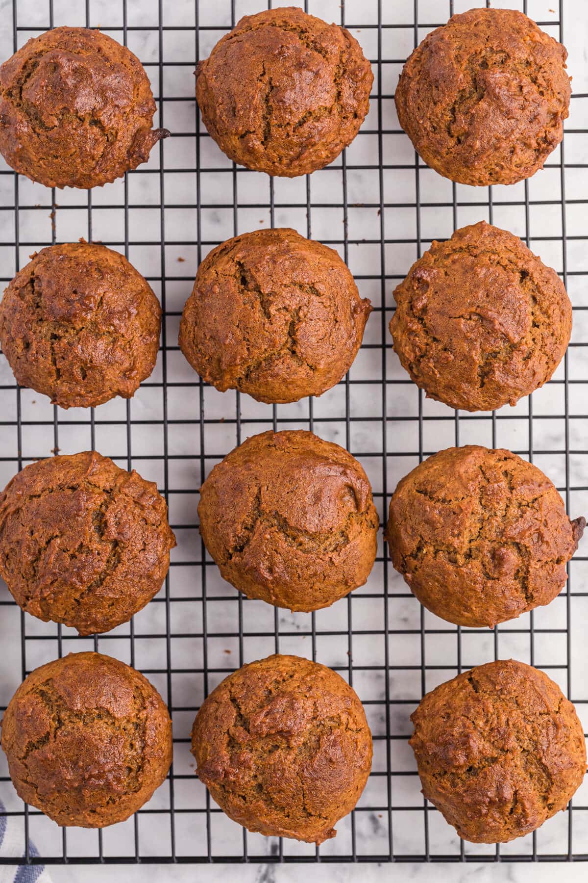 sweet potato muffins beautifully presented from an overhead angle