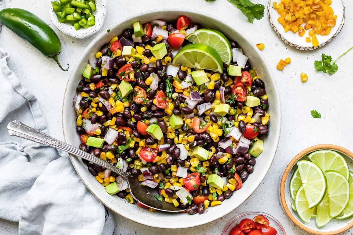 Southwestern Salad beautifully presented from an overhead angle
