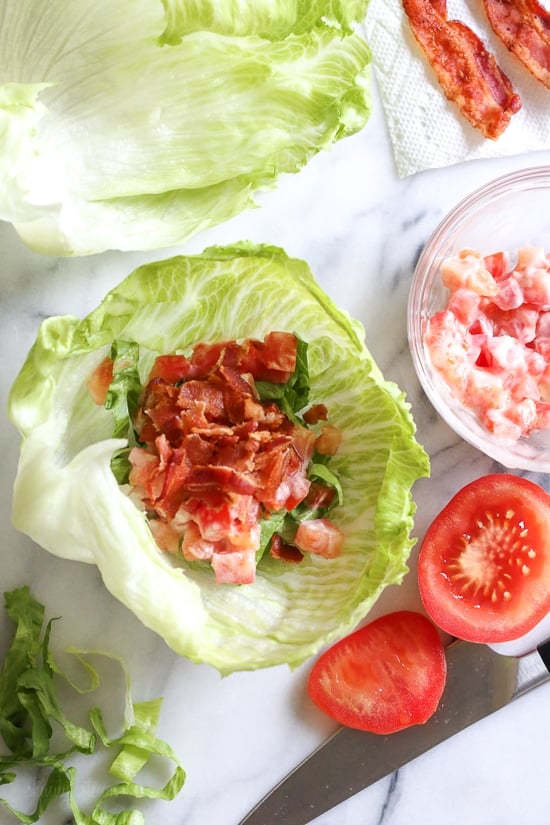 lettuce wraps beautifully presented from an overhead angle