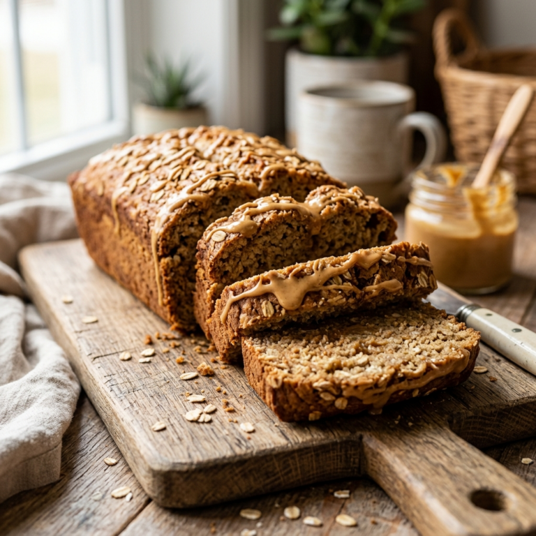 Easy Peanut Butter Oatmeal Banana Bread