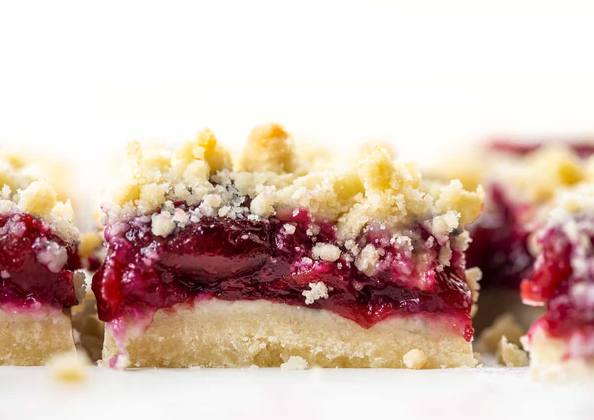 Easy Cherry Bars beautifully presented from an overhead angle