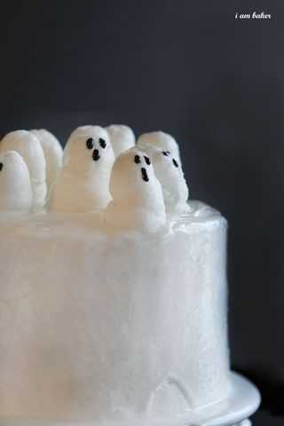 ghost cake beautifully presented from an overhead angle